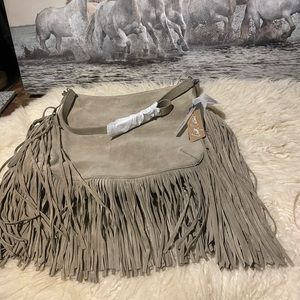 New Parfois XL suede fringe bag